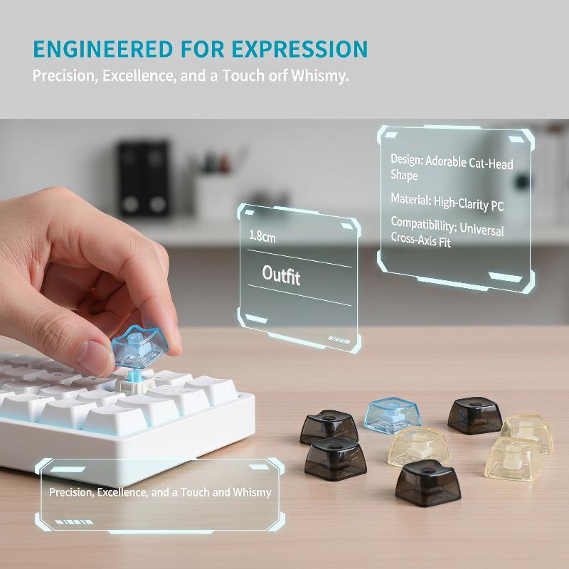 Keyboard Gaming Transparent - 10Pcs MAO Profile Transparent Cat Keycaps