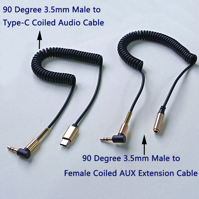 1PC 90 Degree 3.5mm 1.5M Coile - огляд і ціна Coiled Usb Cable